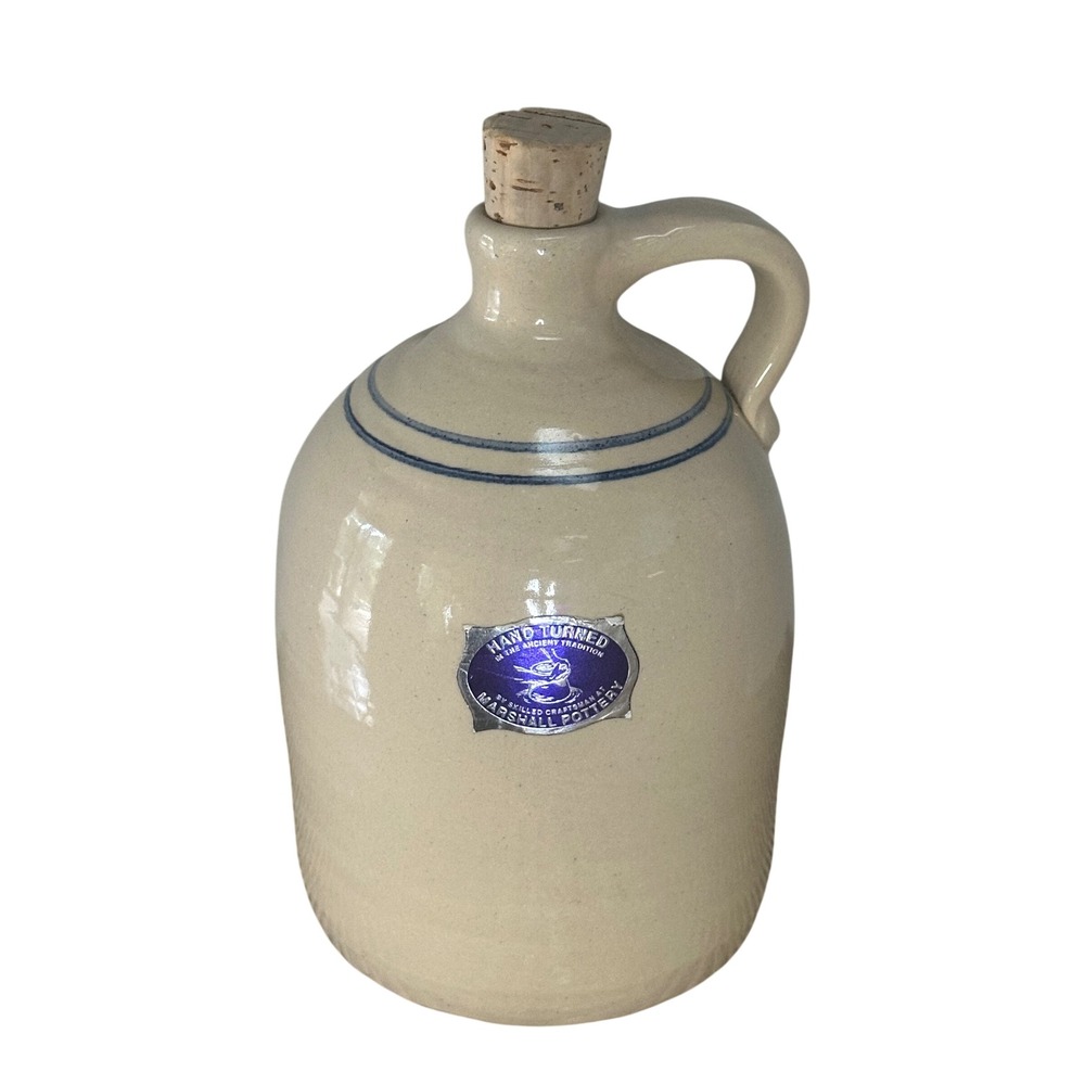 Marshall Pottery Hand Turned Stoneware Whiskey Jug Signed E.J. Humphries Texas